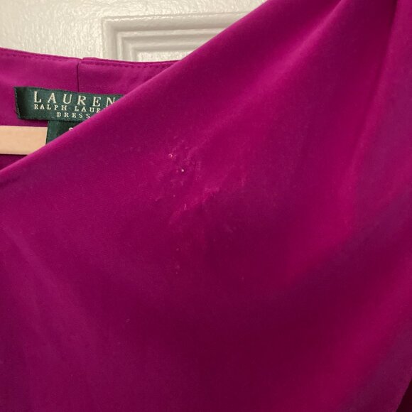 Lauren by Ralph Lauren Fuchsia Pink Business Cocktail Ruched Midi Dress - Picture 5 of 5